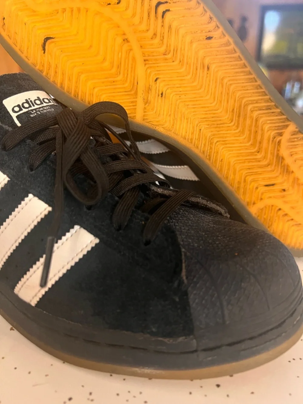 adidas Superstar ADV Black & White Suede Sneakers - Picture 2 of 6